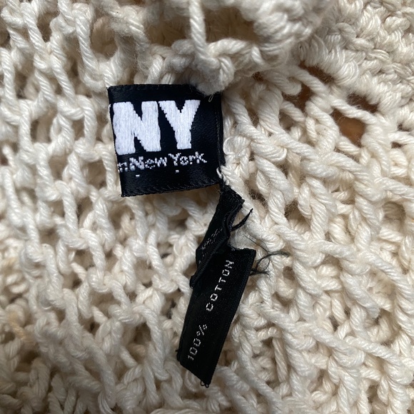 DKNY Beige Mesh 100% Cotton Crochet Tote Bag - Picture 5 of 7